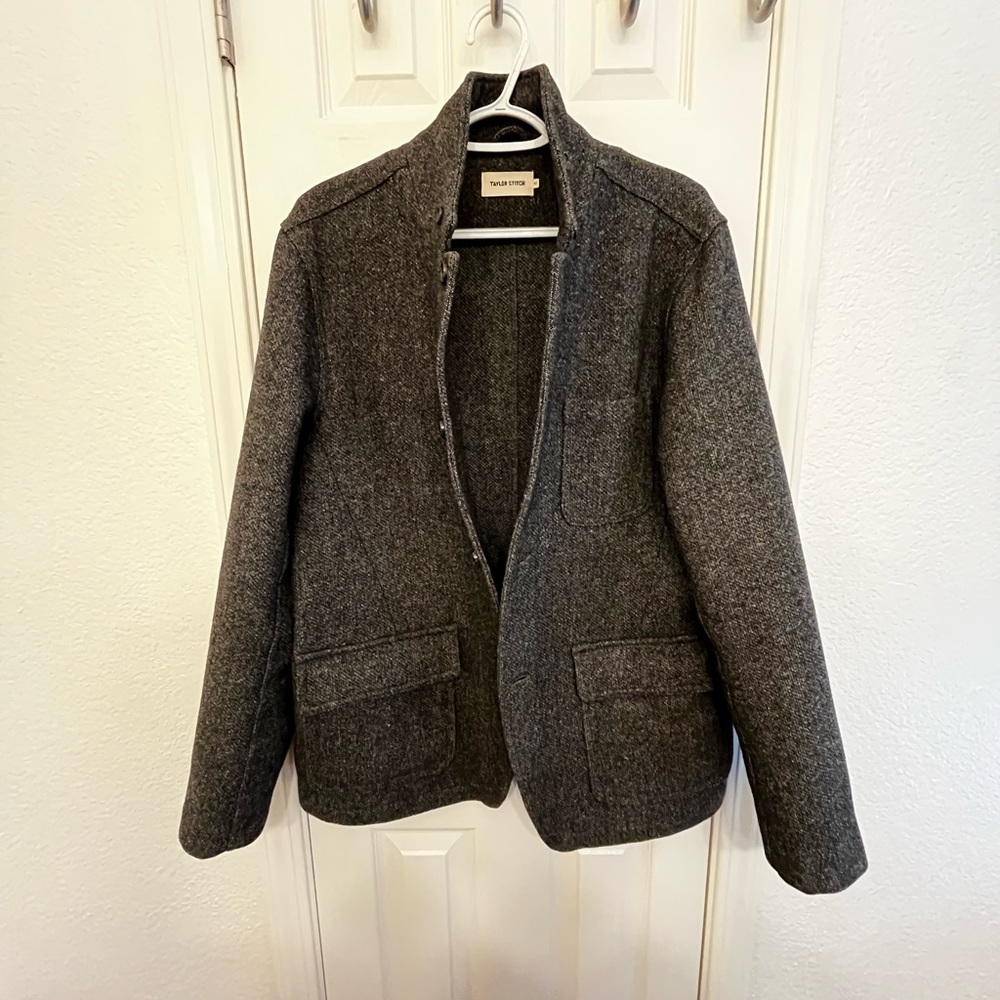 The Gibson Jacket in Olive Herringbone Wool